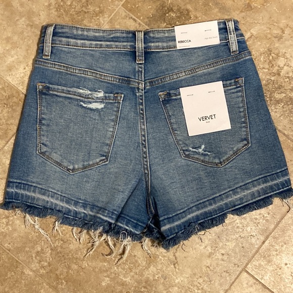 Vervet by Flying Monkey Rebecca Shorts Denim Cut Offs Distressed High Rise NWT - Picture 5 of 6